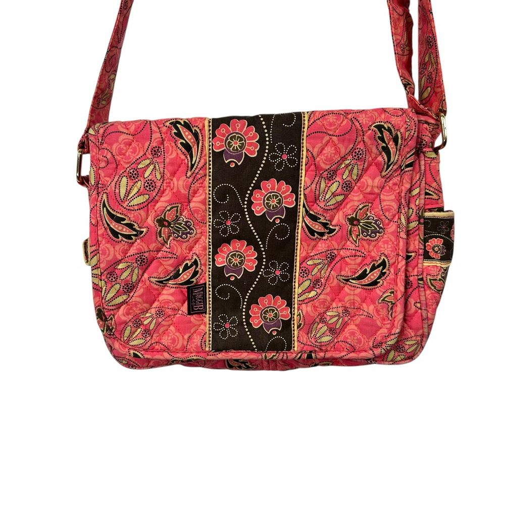 MaggiB Coral Floral Quilted Crossbody Shoulder Bag Purse
